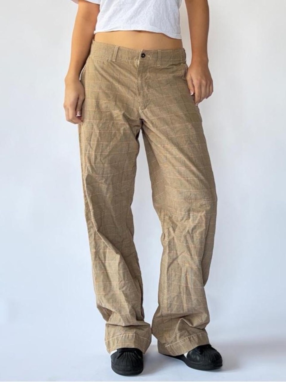 Plaid Pants Low Rise Baggy Fit 34x30